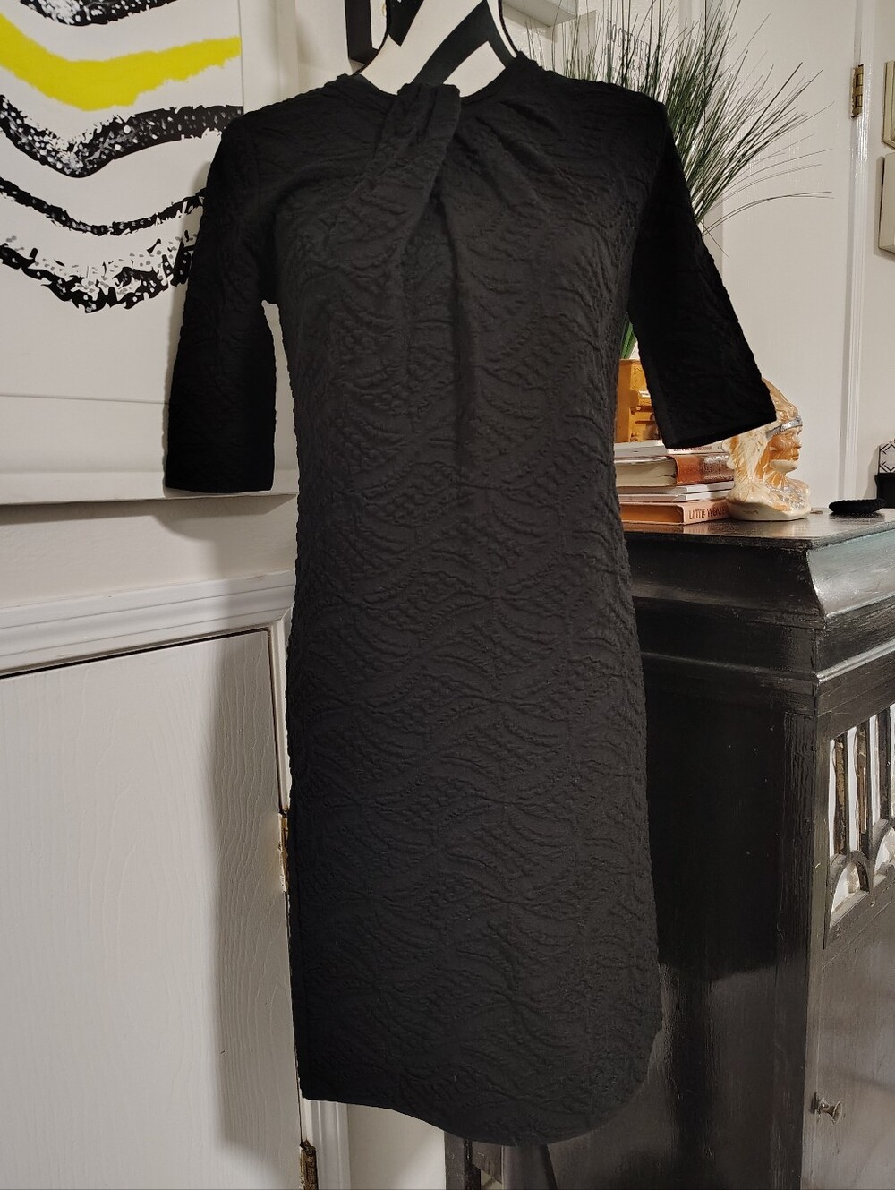 Missoni Women's Textured Knit Black Dress Italian Sizing 40 Luxury Retro Stretch